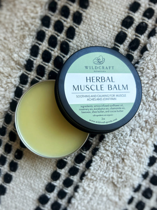 A soothing botanical balm for tension, sore muscles, and stiff joints.