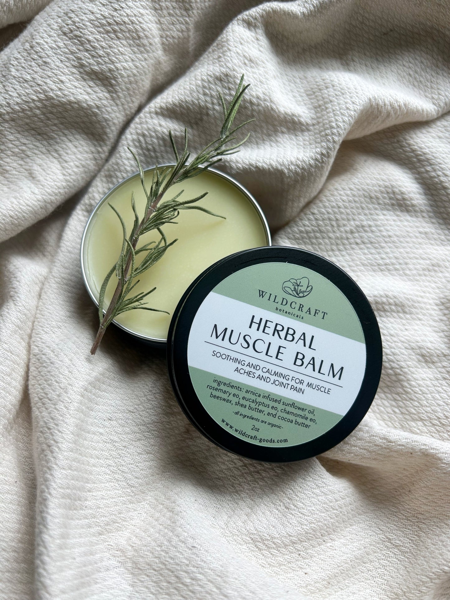 A soothing botanical balm for tension, sore muscles, and stiff joints.
