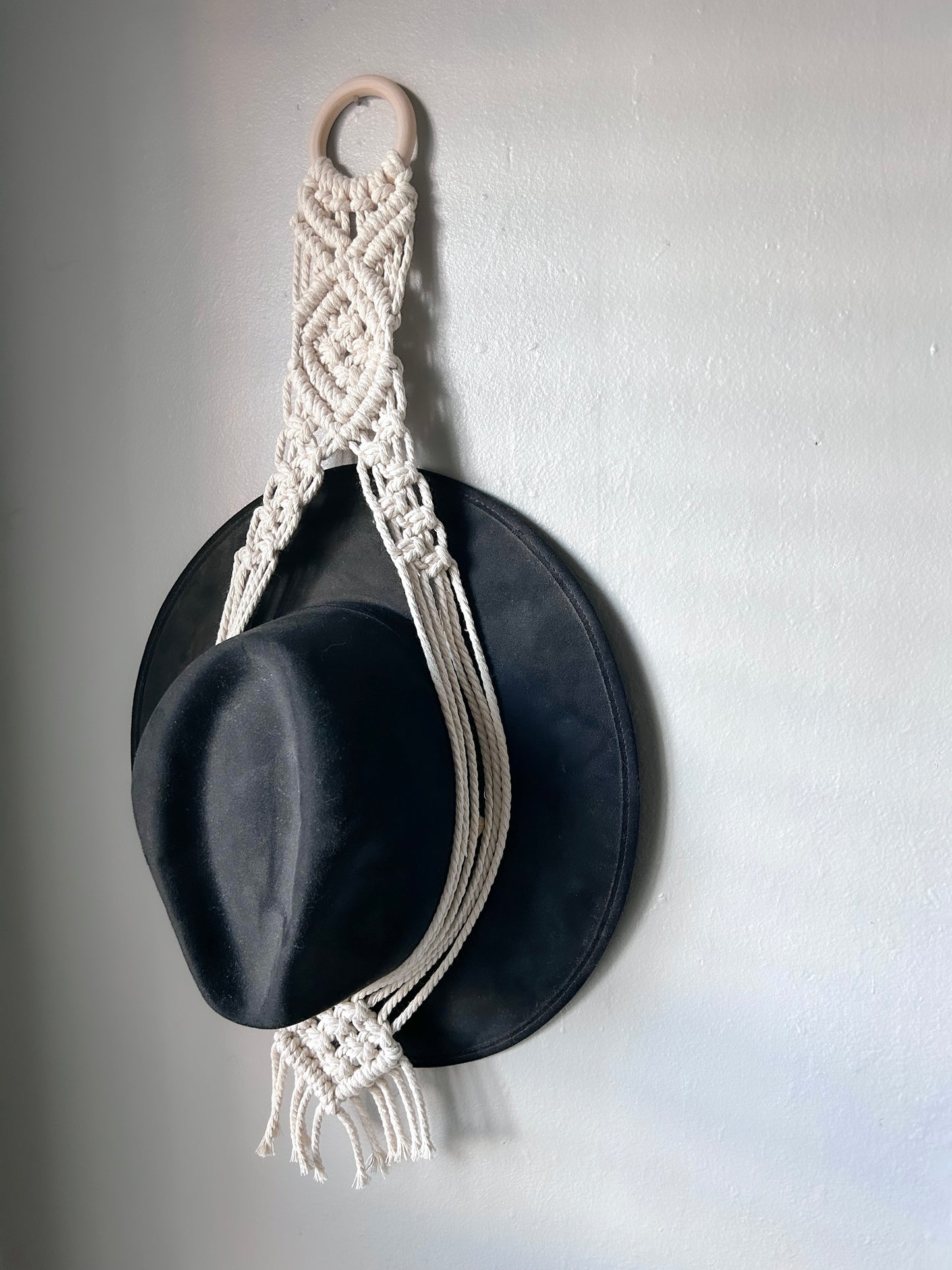 Boho Macrame Hat Hanger with Fringe