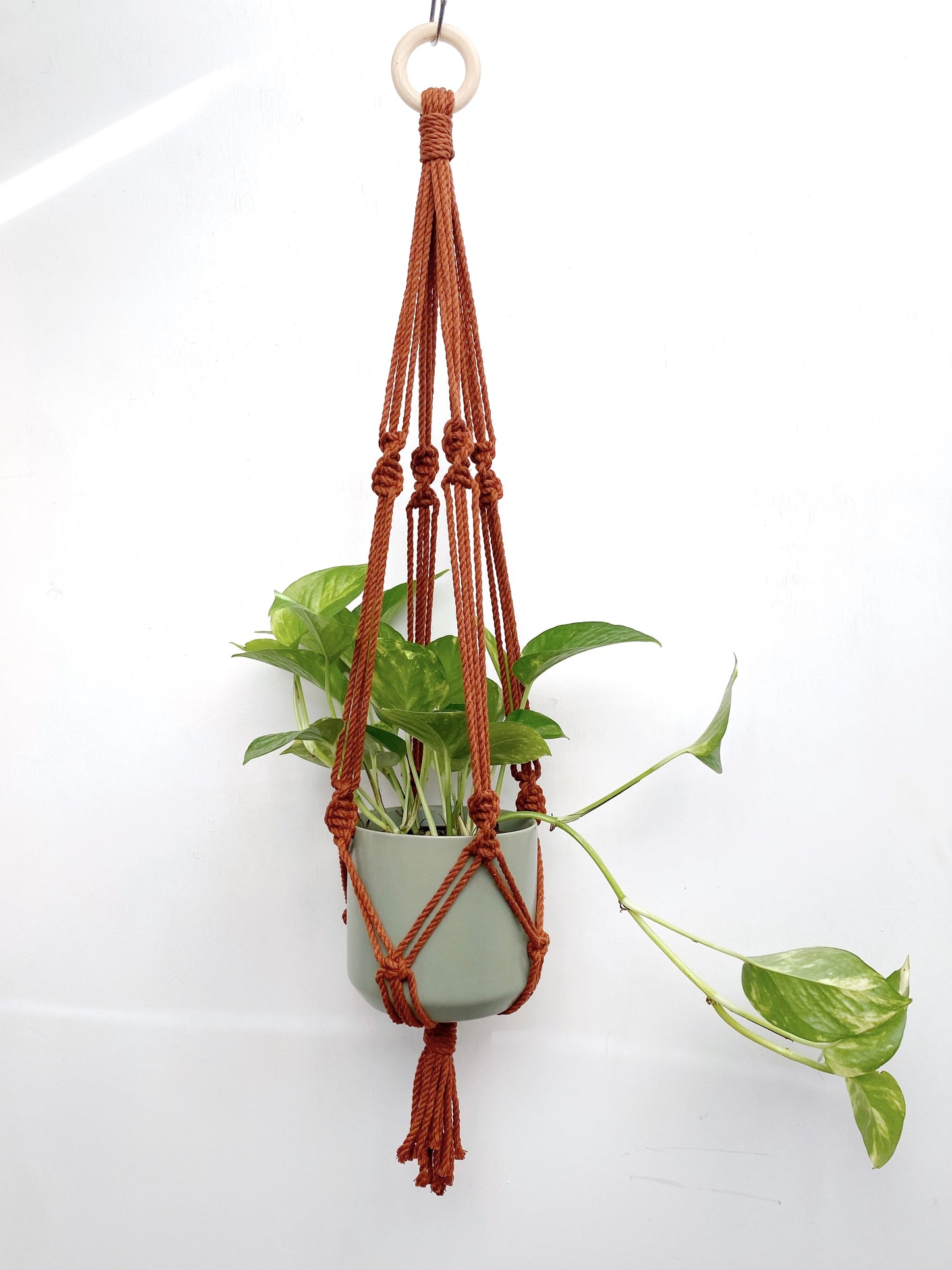 Create more space in your home and suspend your urban jungle with a ready to hang, handmade, boho macrame plant hanger. Great for indoors or outdoors, just add your favorite plant!