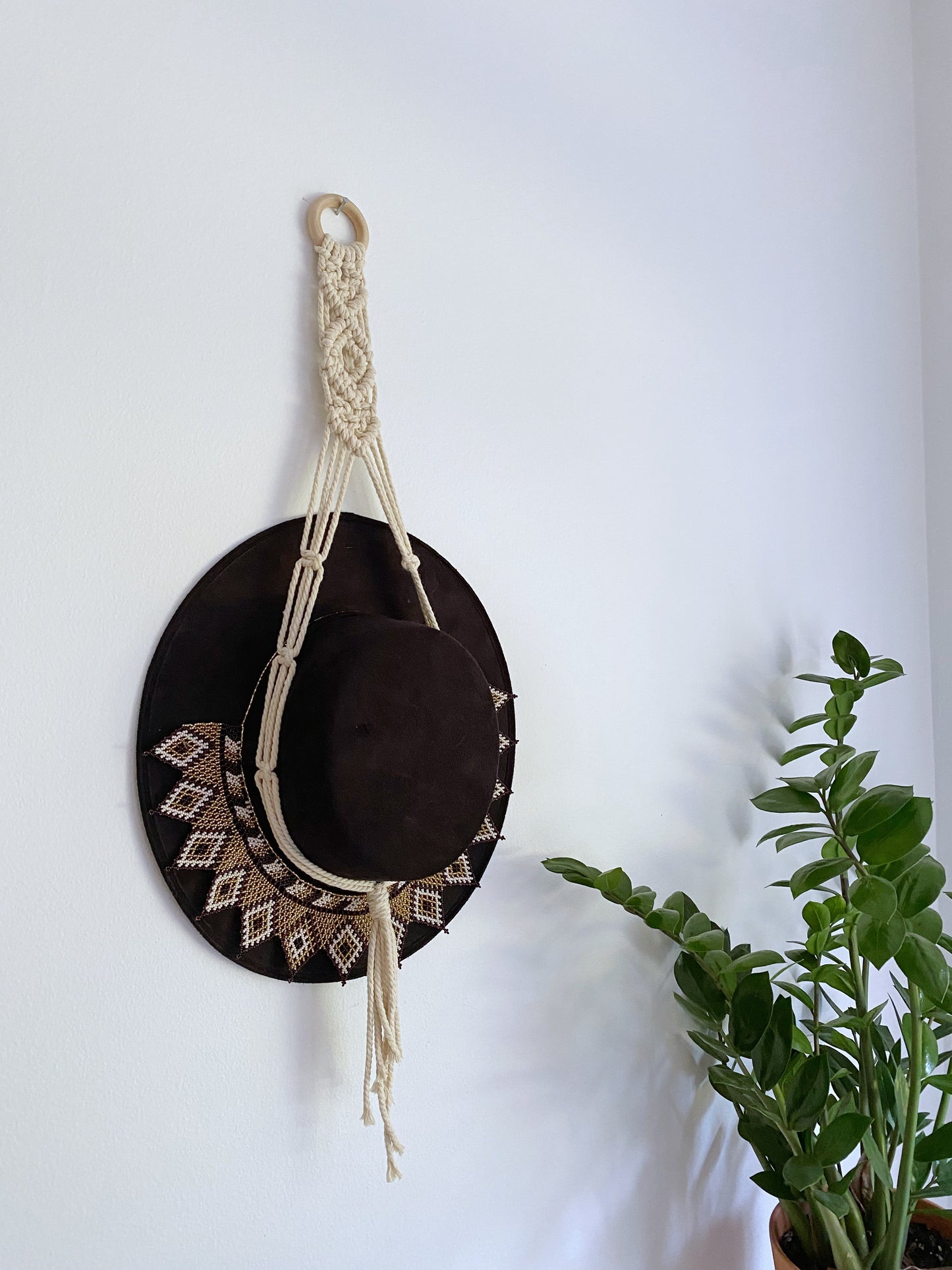 Slim Natural Macrame Hat Hanger