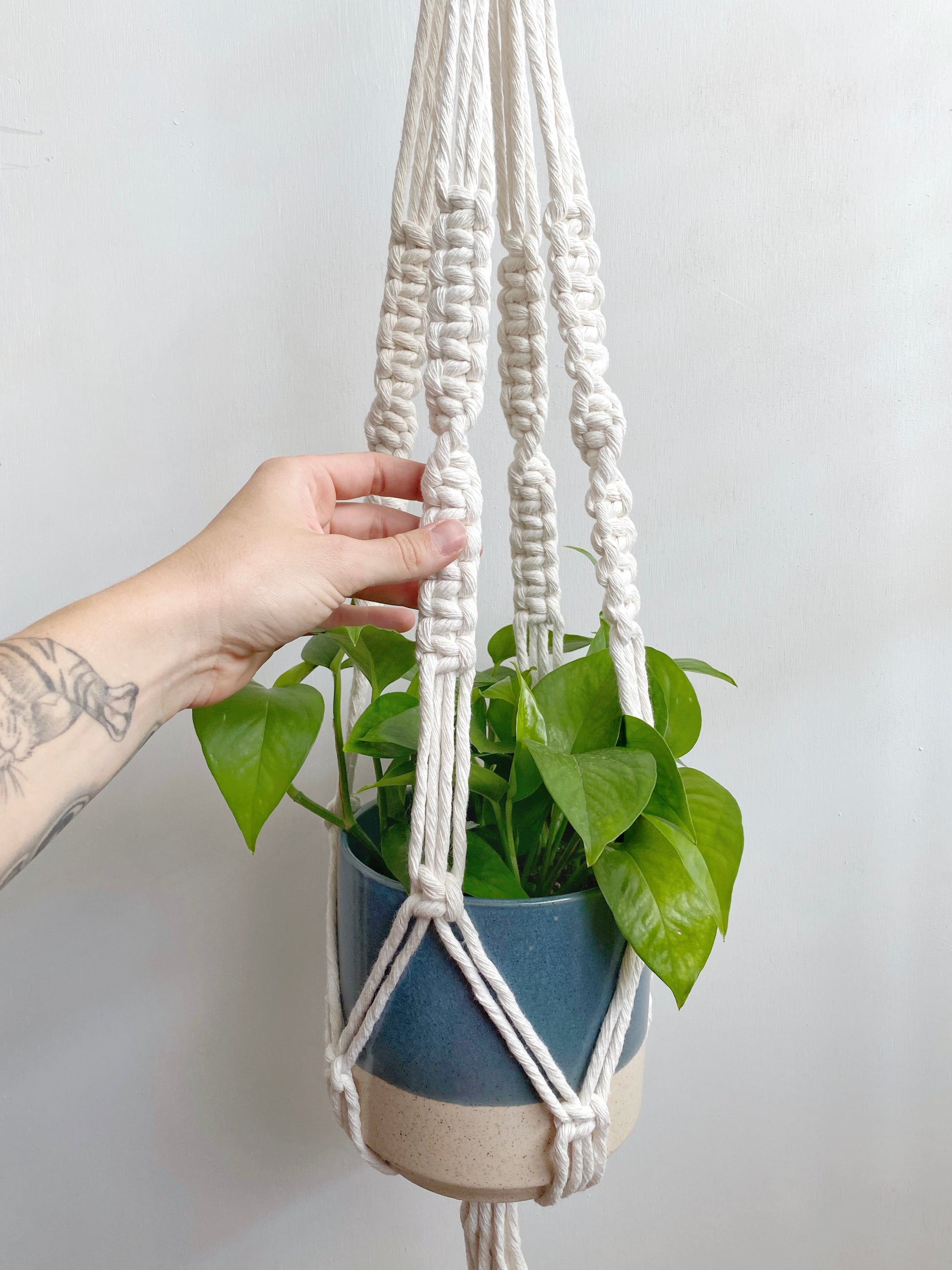 Create more space in your home and suspend your urban jungle with a ready to hang, handmade, boho macrame plant hanger. Great for indoors or outdoors, just add your favorite plant!