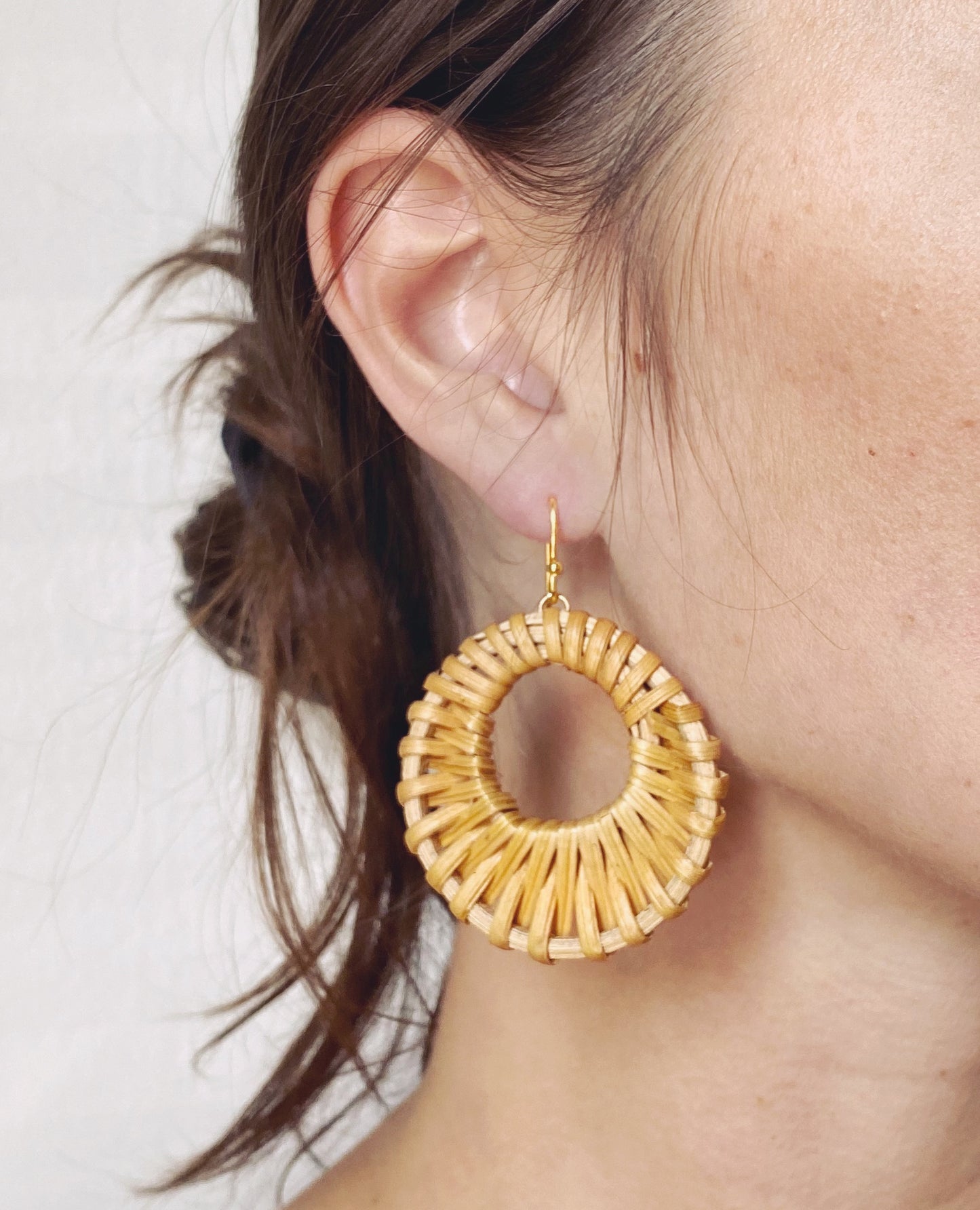 Handmade, natural, and lightweight statement earrings. These rattan earrings are perfect for a special occasion or casual everyday wear. Pair with any style.
